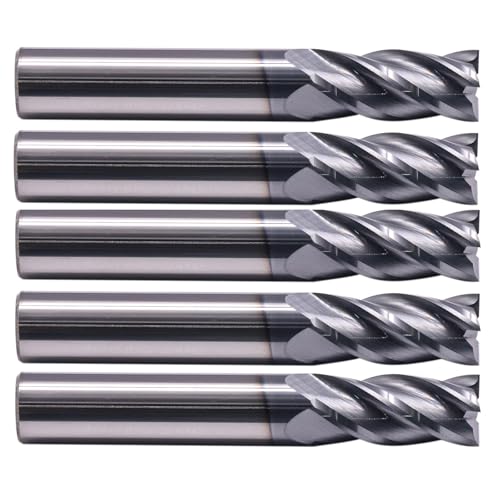 Image of 4 Flute Solid Carbide Square End Mill Set(5Pcs, 7 /16 inch), AlTiN Coated | 35 Helix, 7 /16 inch Cutting Dia, 7 /16 inch Shank Dia, 1 inch LOC, 2-3 /4 inch OAL For Milling Alloy Steel, Hardened Steel, Iron, Copper