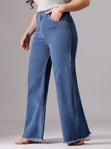 Image of Miss Chase A+ Women's Wide-Leg High Rise Regular Stretchable Denim Jeans