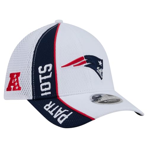 New Era Men's White/Navy New England Patriots Dash 39THIRTY M-Crown Flex Hat