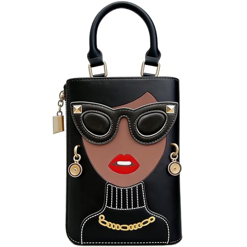 Bolso Satchel Negro de Cuero PU con Diseño 3D para Mujer miniatura 1