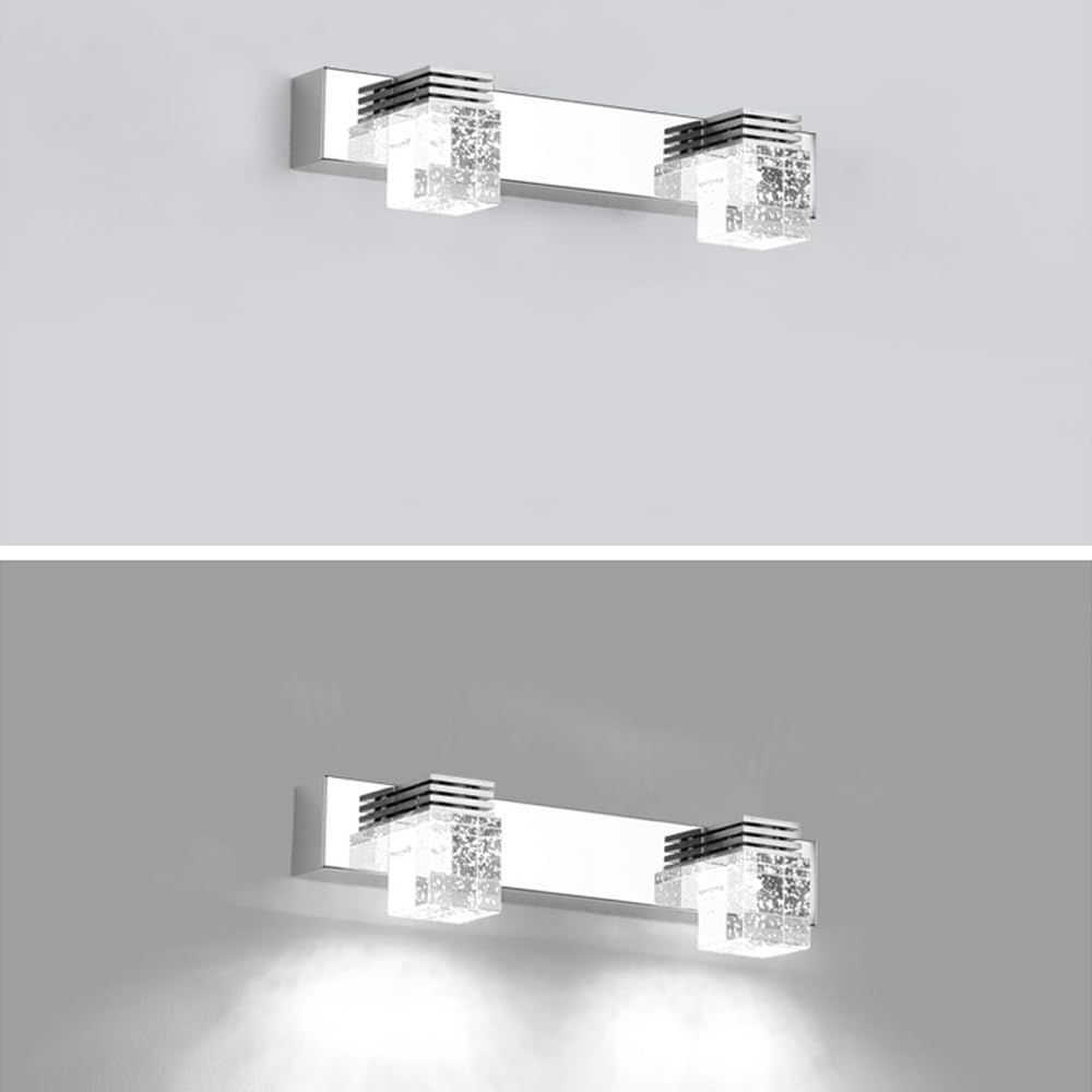 Mengjay Lampa ścienna LED do lustra, łazienkowa, 3000 K/6000 K, nowoczesne wzornictwo, lampa ścienna LED, do łazienki, salonu, sypialni, szafki łazienkowej (2 lampy, zimna biel)