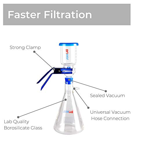 1000Ml Lab Vacuum Filtration Apparatus, Flask To Filter Solutions, Oils, E-Liquids, And More, 1000Ml Filtering Flask And 300Ml Graduated Funnel, Glass Suction Filtering Kit. #TOP1
