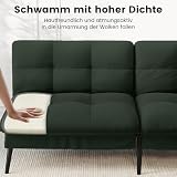 LUCKRACER Sofa 3 Sitzer Sofa Schlafsofa mit Schlaffunktion, überzug Futon Klappsofa, Bettcouch, ecksofa, Couch, 5 Verstellbare Winkel, Ideal für Wohnungen Wohnzimmer aus Stoff Grün