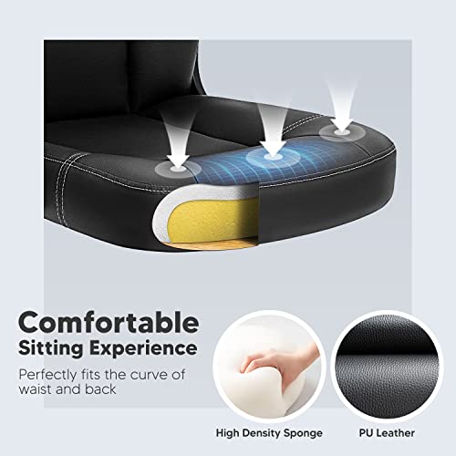 Seatzone Desk Chair Leather Office Chair With Wheels And Arms Modern Executive Chair Comfortable Computer Chair For Adults And Teens,Black #TOP2