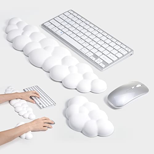 Keyboard Wrist Rest Set Cute Cloud Shape Wrist Rest Support for Mouse Keyboard Computer Elbow Pad Arm Rest Mouse Wrist Cushion, Ergonomic Design for Typing Comfortably(Keyboard not Included)