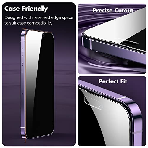 Image of UNBREAKcable Privacy Screen Protector for iPhone 14 Pro Max, Shatterproof Tempered Glass [True 28Anti Spy] [9H Hardness] [Easy Installation Frame] Black Protector for iPhone 14 Pro Max 6.7 inch -2 Pack