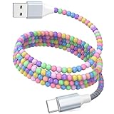 1M Cavo USB C per iPhone 17 Pro Max, Perline Colorate 3A 27W Ricarica Rapida per Ragazze Donne Carino USB A a Type C Cavo per iPhone 16 15 Plus per Samsung Galaxy S25 S24 S23 A56 per Google Pixel 10 9