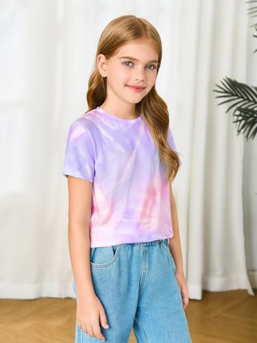 Image of Haloumoning Girls Tie Dye Short Sleeve Shirt 5-14 Years | Kids Summer Fashion, Girls shirts,Girls tshirt,Tops for girls,Tie dye shirts,Crewneck Tops, Casual Tees
