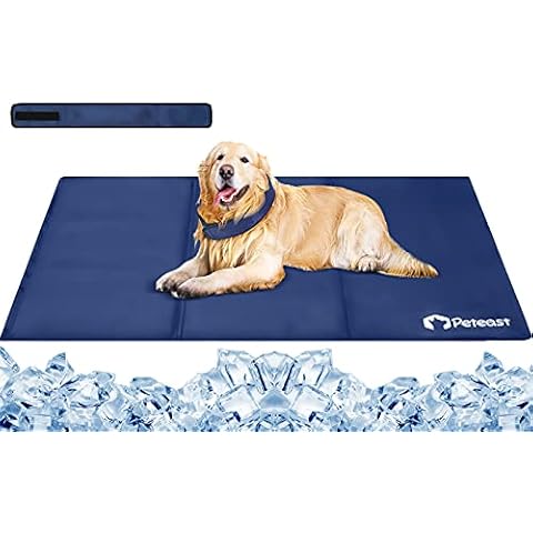 Peteast Dog Cooling Mat, 90 x 60cm XL Cool Mat with Ice Scarf, 1.5cm 600D Thikend Anti-scratch Gel Self Cooling Mat for Dogs, Keeps Your Pets Cool in Hot Summer Cover