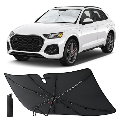 EcoNour Foldable Windshield Sun Shade Fit for 2018-2024 2025 2026 Audi Q5 Sunshade & Window Tint Front Car Window Shades Sun Visor UV Protection Heat Blocker Car Accessories