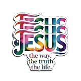 (3Pcs) Jesus The Way The Truth The Life Christian Sticker Waterproof Vinyl Decal Religious Faith Sticker Colorful Bible Decal Laptop Water Bottle Church Gifts Christians Adults Teens Women 3x2.3 Inch