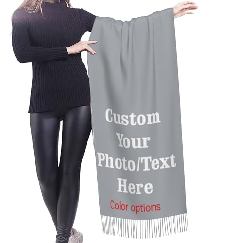 Custom Travel Scarves For Women Personalized Winter Wraps Scarf With Photo Name Text Customized Cashmere Scarf4