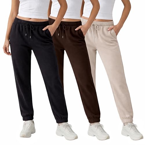 Common Stitch 3 Pack Sweatpants Women, Cozy Womens Sweatpants, Fleece