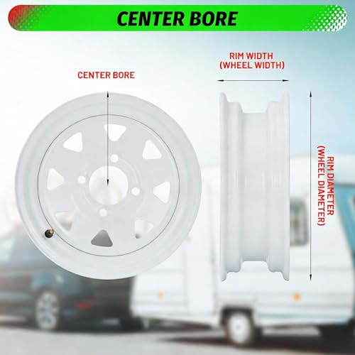 Image of 2 Pack 5.30-12 5.30x12 530-12 5.30-12 Trailer Tires with 12'' Rims, 4 Lug on 4'', Load Range C, 6PR, 4 Lug Tire