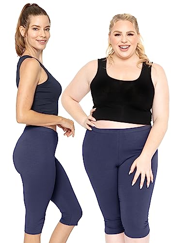 Image of STRETCH IS COMFORT Cotton Capri Leggings, Knee Length Pants, Plus Size