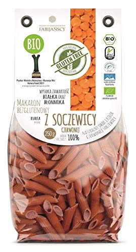 Pasta (de lentejas rojas) tubo de penne sin gluten BIO 250 g - FABIJAŃSCY