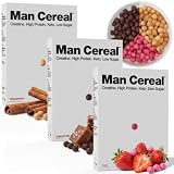 Man Cereal Variety Pack (3 Pack) – High Protein Cereal, 15g Protein & 2.5g Creatine Per Serving, Low Sugar...