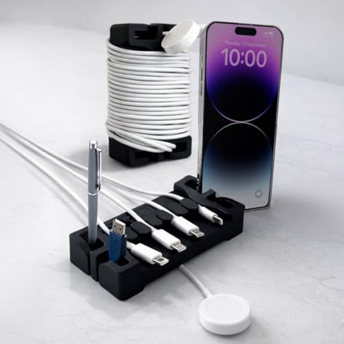 DeskBrick 2PK: Non-Slip Steel-Weighted Desk Organizers & Cable Holders