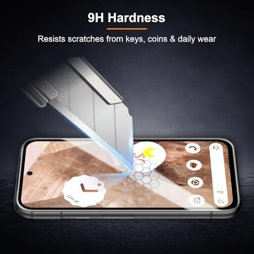 Image of Tempered Glass for Google Pixel 8A (6.1 Inch) Military Grade 9H Screen Guard, Anti-Scratch, Shatterproof, Edge-to-Edge Full Coverage - Black Border