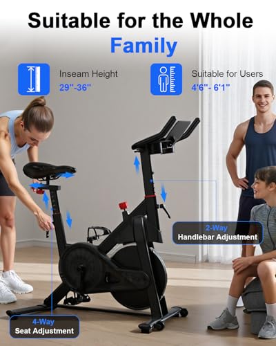 Image of Superun Exercise Bike, Stationary Bikes for Home Gym with 32-Level Magnetic Resistance, 300LBS Capacity Indoor Cycling Bike with Comfortable Seat, LED Display