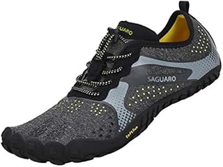 SAGUARO Barfußschuhe Herren Damen Traillaufschuhe Outdoor & Indoor Training Fitnessschuhe Wander Wald Strand Straße Laufschuhe Walkingschuhe Schnell Trocknend Badeschuhe, Schwarz, 42 EU