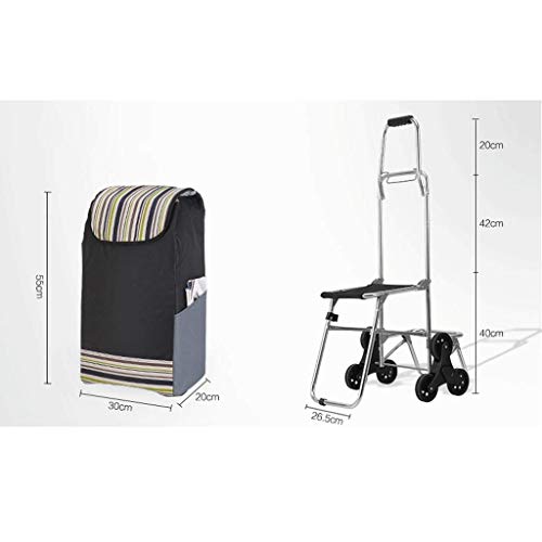 YYAI-HHJU Klappbarer Handwagen, Leichter Treppensteigwagen/Klappbarer Dreirad-Einkaufswagen Mit Abnehmbarer… – Bild 8