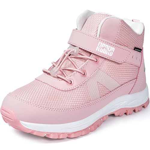 R CORD Girls Hiking Boots Waterproof Suede Mesh Anti Slip Kids Hiking Shoes Outdoor Boots for Daily Wear Pink 1 Little Kid
