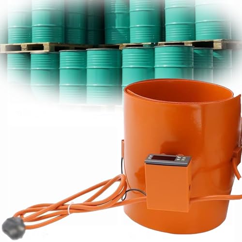 Heavy-Duty Silicone Oil Drum Heater Belt for 5-52 Gallon Drums, Digital Temperature Control (30-150°C), Efficient Heating Pad with Adjustable Knob, Perfect for Industrial Use