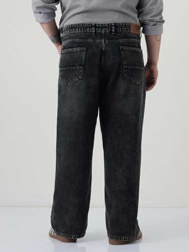 Image of Urbano Plus Men's Loose Baggy Fit Heavy Washed Jeans Non-Stretchable