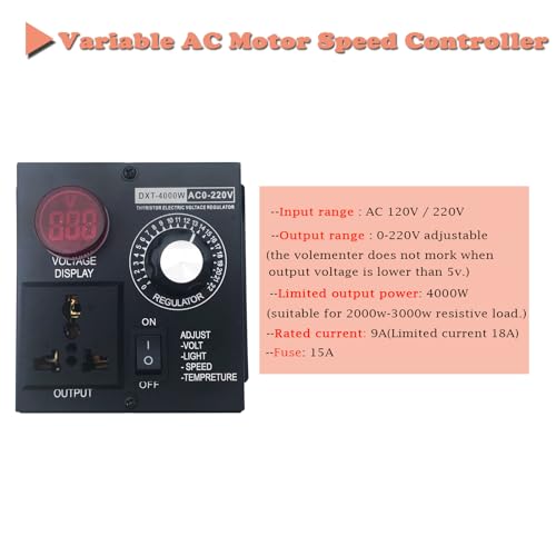 Generic AC MOTOR SPEED CONTROLLER Ac Variable Speed Controller, 120V~220V 15A 4000W, Variable Speed Controller & Fan Speed Controller With Rheostat,Variable Voltage Regulator Router thumb #2