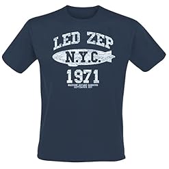 Rock Off LED Zeppelin NYC 1971 Navy Officiel T-Shirt Hommes Unisexe - Les Beatles, Paul McCartney, John Lennon, RIngo Starr, George Harrison