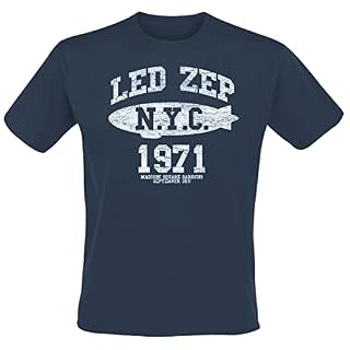 Rock Off LED Zeppelin NYC 1971 Navy Officiel T-Shirt Hommes Unisexe - Les Beatles, Paul McCartney, John Lennon, RIngo Starr, George Harrison