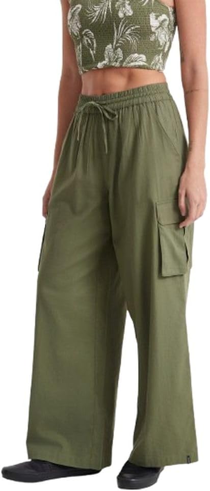 Volcom Women's Pants – Loose Fit, Elastic Waist, Pockets – Casual & Travel Wear