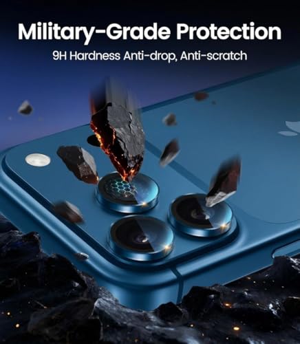 Image of OpenTech Premium Camera Lens Protector Compatible For iPhone 17 Pro / 17 Pro Max (Deep Blue) - 9H Tempered Glass, Military-Grade Anti-Scratch, Case-Friendly, Easy Install Frame