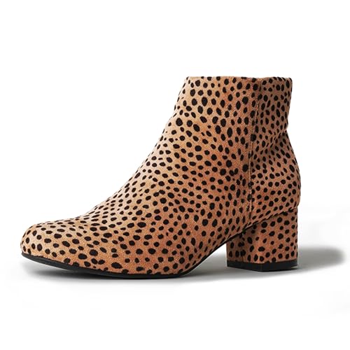 J. Adams Women's Jody Ankle Boots - Short Chunky Low-Heel Block Booties, Comfortable and Stylish for Everyday Wear