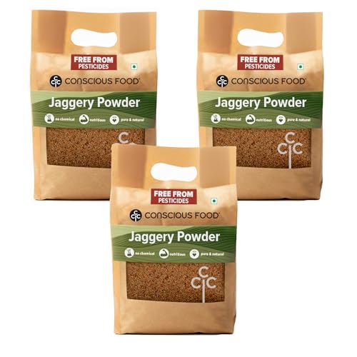 Image of Conscious Food Jaggery Powder | Certified Organic | Gur /Gud Powder | Value Pack | Jaggery Powder - 1.5 KG Pack of 3(500g x 3)