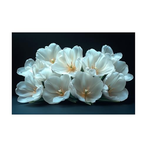Decoration murale chambre bouquet de fleurs blanches sans cadre