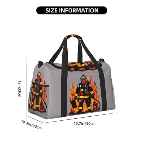 Firefighter Fireman print Personal Item Bag Large Duffel Bag Travel Bag Weekender Bag Gym Bag Tote Duffel bag4