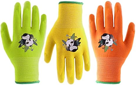 AIGEVTURE 3 Pairs Kids Gardening Gloves for Age 2-13,Toddler Garden Gloves,Children Yard Work Gloves