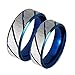 AmDxD Bague Mariage Bleu, Acier Inoxydable Alliance Mariage Récurer Taille W59 & M51.5