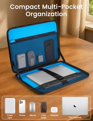 Image of DOMISO 17 inch Laptop Sleeve with Handle, Shockproof and Waterproof EVA Protective Laptop case, Laptop Sleeves for 17.3 inch HP Dell Asus Laptop, Black
