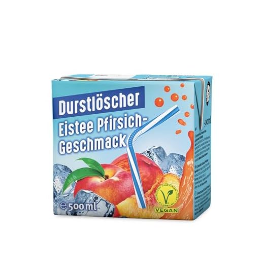 Durstlöscher Eistee Pfirsich: Erfrischungsgetränk mit Tee-Extrakt & Pfirsichgeschmack, Pfandfreies Trinkpäckchen, Vegan, Ohne Kohlensäure, Fruchtig, Ideal Für Unterwegs & Zuhause, 48 x 500 ml