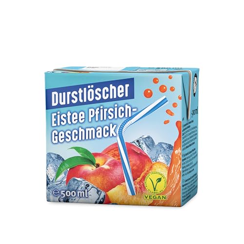 Durstlöscher Eistee Pfirsich: Erfrischungsgetränk mit Tee-Extrakt & Pfirsichgeschmack Pfandfreies Trinkpäckchen Vegan Ohne Kohlensäure Fruchtig Ideal Für Unterwegs & Zuhause 48 x 500 ml