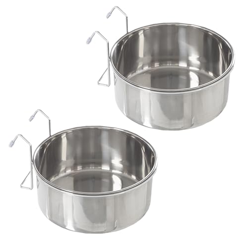 Set of 2 Stainless-Steel Dog Bowls - Cage, Kennel, and Crate Hanging Pet Bowls for Food and Water - 50.4oz or 6.3 Cups Each and Dishwasher Safe by PETMAKER by PETMAKER - Used condition - US$10.38