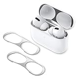 Spigen Shine Shield Compatible avec Apple Airpods Pro [2 Jeux] Autocollant Anti-poussière pour Airpods Pro (2020) - Argent métallique