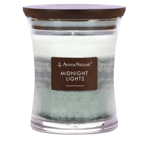 Aroma Naturals Velas aromáticas de 3 capas, vela de soja con reloj de arena, quema hasta 45 horas, cera de soja natural, tapa de madera, 11.3 oz (luces de medianoche)
