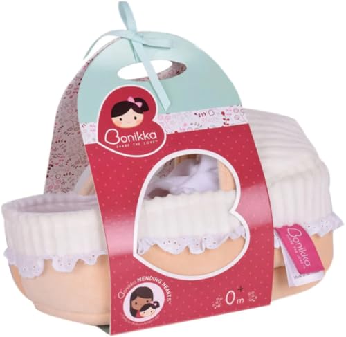 Muñeca suave de bebé con cuna y manta miniatura 5