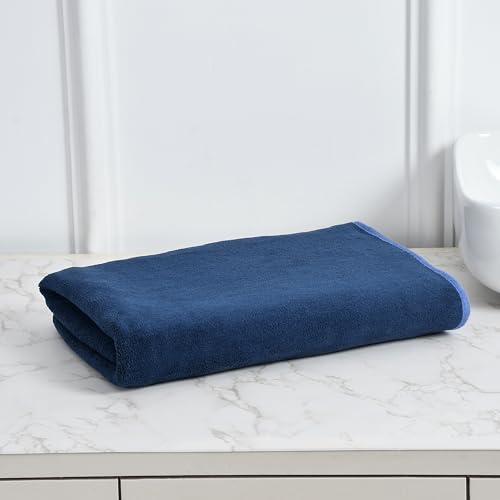 Image of Cotton Bolls Microfiber Large Bath Towel Quick Dry Super Soft Higly Absorbent Lint Free Towel for Bath for Men and Women, Travel, Gym, Beach, Pool, Yoga 70x140 CM Navy