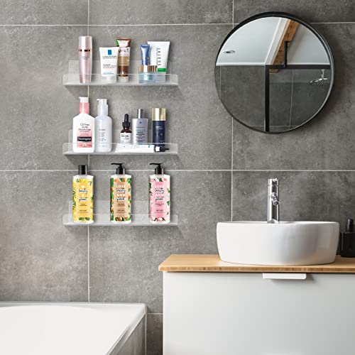 Dezzer Acrylic Floating Shelves, 6 Pack 15" Invisible Shelf Wall Ledge Bookshelf Bedroom Bathroom Kitchen Shelves Book Toys Funko Pop Figures Display Shelves, Clear #TOP5