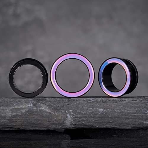 Cooear 2 Pairs Stainless Steel Black Ear Gauges Retro-Reflective Sheeting Tunnels And Plugs. #TOP1